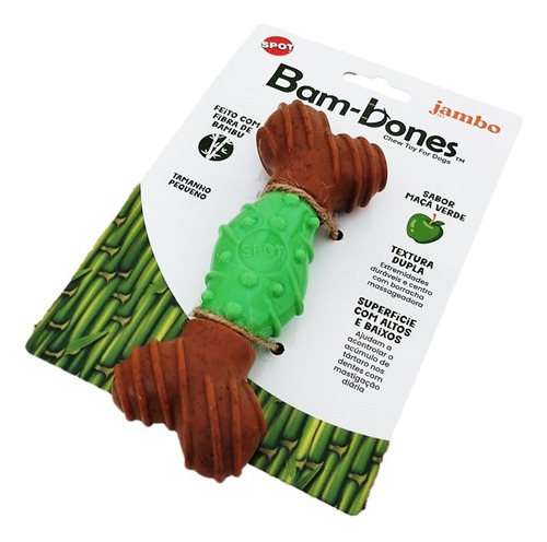 Brinquedo Mordedor Para Cachorro Osso Bambone P Maçã Verde