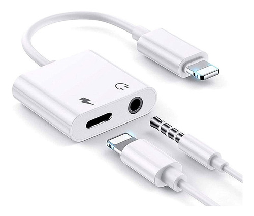 Imagen 1 de 10 de Splitter Lightning Carga Miniplug Compatible iPhone iPad