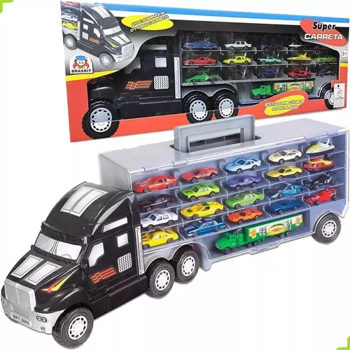 Kit 2 Cegonheira Truck Carreta Caminhão Brinquedo Com 8 Carros