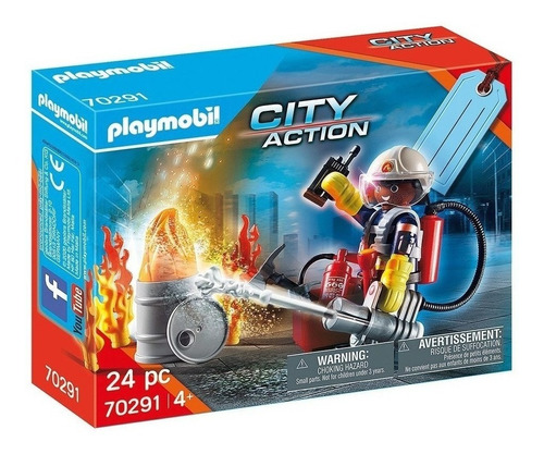 Playmobil City Action - Bombeiro Apagando Fogo 24 Pçs 70291