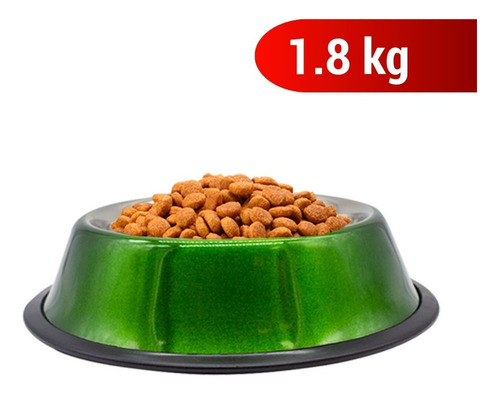 Plato Tazón Comedero Perros Aluminio Antiderrapante Grande Color Verde