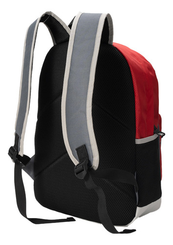 Mochila Urbana Reebok Bolsillo Frontal Portabotella Color Gris/rojo Diseño De La Tela Liso