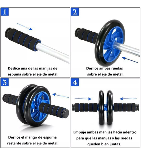Kit Rodillo Abdominal Barras Push-up Cuerda Ejercitador Mano