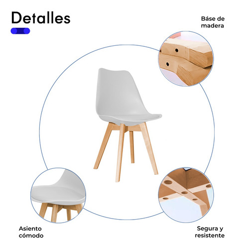 Set 4 Sillas Comedor Tulip Moderna Minimalista Acolchonada Estructura De La Silla Marrón Claro Asiento Blanco Diseño De La Tela Acolchonado