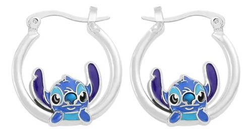 Aros, Pendientes Stich Para Mujer, Bañado En Plata 