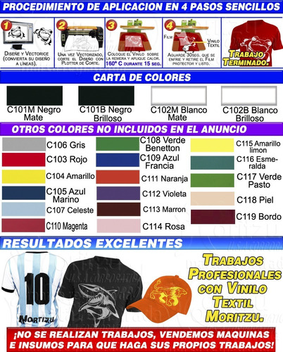 Imagen 3 de 7 de Vinilo Termotransferible Textil Premium 1x0.50mts. Moritzu