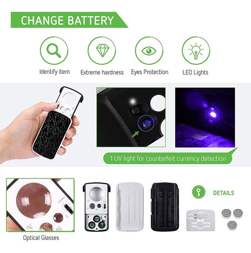 L 2pcs Lupa Joyería Con Led Para Joyeros Relojeros Ingeniero