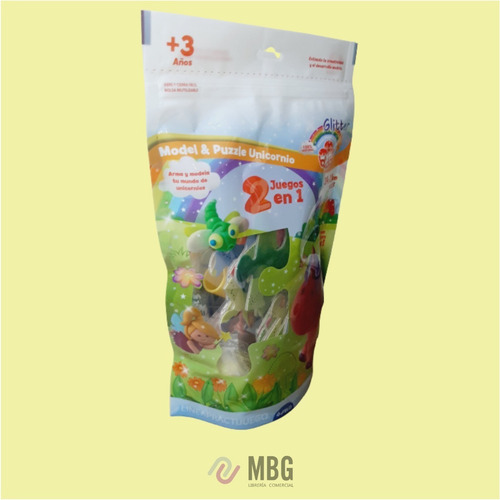 Imagen 3 de 5 de Set Rompecabezas Puzzle + Masas Glitter Model Dido Unicornio