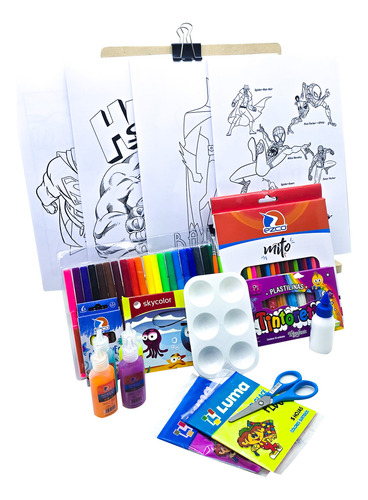 Mega Kit Arte Niños Set Infantil + Dib Para Pintar Superman