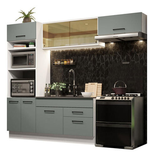 Mueble De Cocina Integral Agata 270 Cm 04 - Blanco Gris