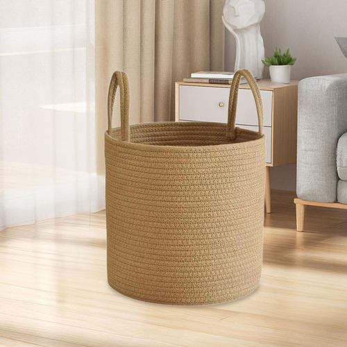 Cesta Redonda Tejida Para La Colada Con Asas Para M