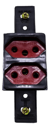 Módulo Tomada Dupla 2p+t 20a 250v Pb Face Vermelho Preto Tra