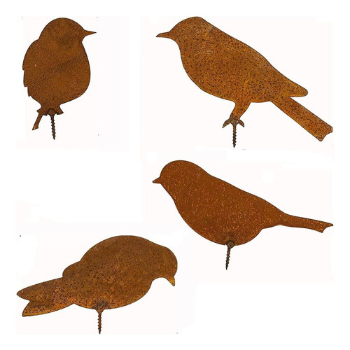 Figura De Pájaro Con Forma De Pájaro, Metal Oxidado, Adorno