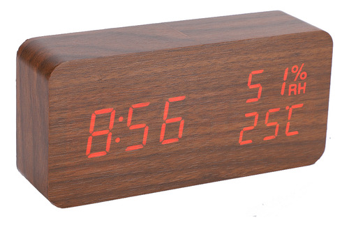 Despertador Led Digital, Mesa De Controle De Voz De Madeira