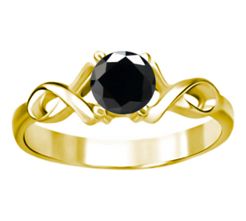 Anillo Infinitos Oro Sólido 14k Certificado Diamante Negro