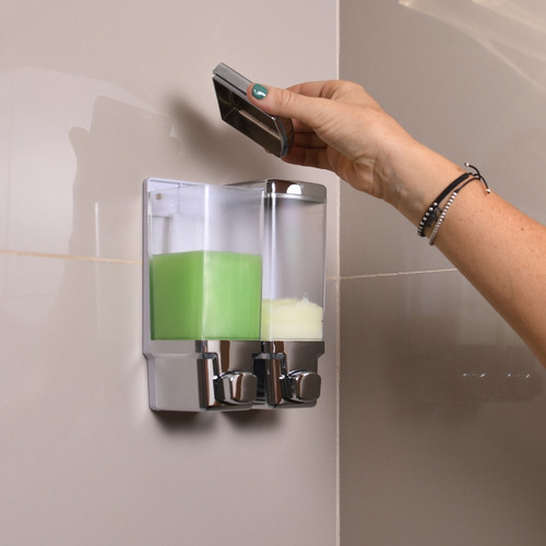 Imagen 4 de 6 de Dispenser Doble Para Jabon, Shampoo, Acondicionador