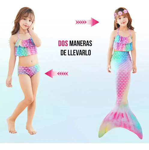 Bikinis Con Forma De Cola De Sirena Para Niñas, 4 Piezas