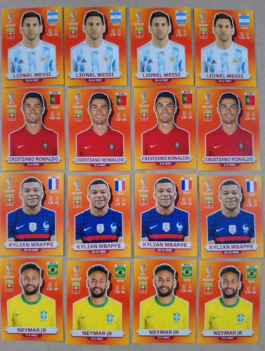 Láminas Messi, Cr7, Mbappé Y Neymar Album Panini Qatar 2022