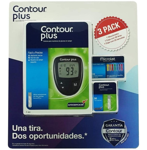 Glucómetro Contour Plus Con 50 Tiras Y 25 Lancetas