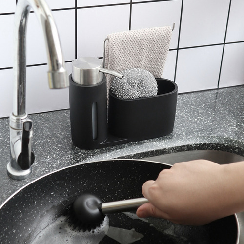 Dispensador De Jabón De Cocina Esponja Y Cepillo