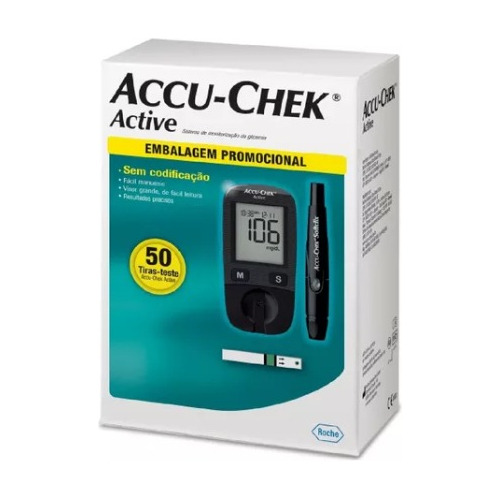 Accu-chek Active Kit Medidor Glicemia Roche + 50 Tiras