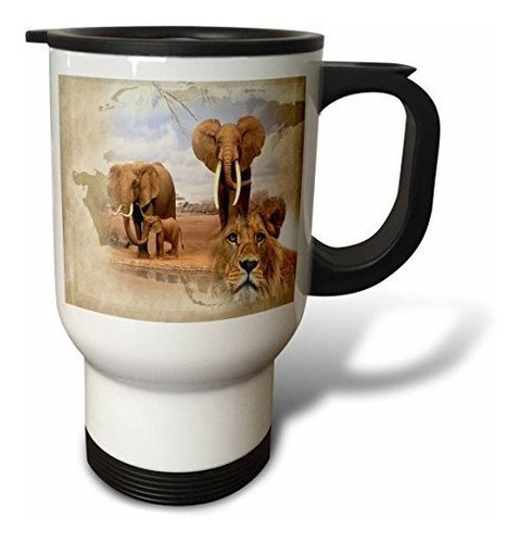 Vaso - 3drose Out Of Africa Map Background And Elephant Herd