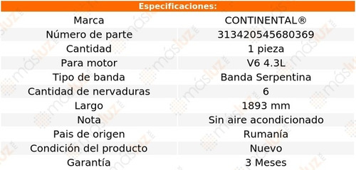 Banda 1893 Mm Acc S10 Chevrolet V6 4.3l 92 Continental