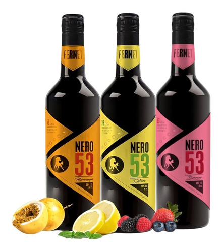 Fernet Nero 53 Berries + Maracuya + Citrus. Combo Mix