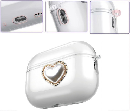 USDILU Funda Case para AirPods Pro 2 Carcasa Mujer Color Transparente con Pulsera joyería Uso Silicona Mujer Niñas y con Llavero Soporte