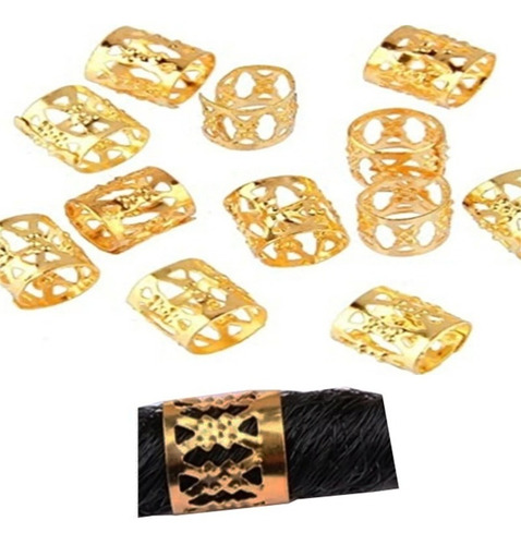 Imagen 5 de 8 de 48 Anillos Cuffs Adornos Trenzas Africanas Rastas Dorados