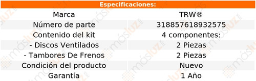 2 Discos + 2 Tambores Cavalier V6 3.1l 1992/1994 Trw
