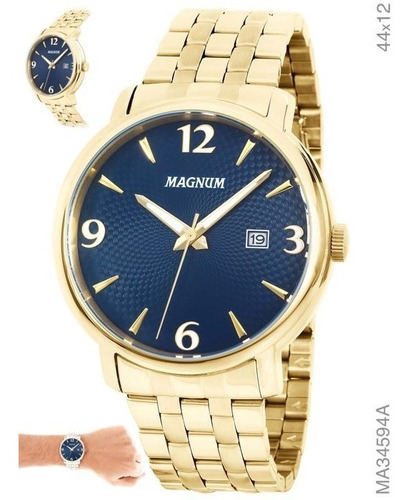 Relógio Masculino Magnum Dourado Elegante Original Ma34594a