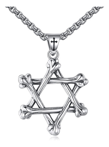Kqf Collar De Estrella De David S925 De Plata De Ley Con Hex