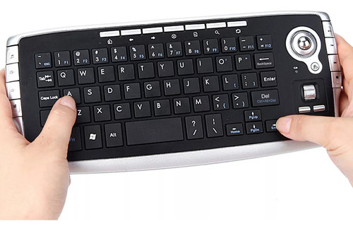 Teclado Trackball Para Pc Com Mouse Sem Fio Silver Box Scrol