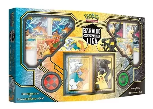 Pokémon Batalha De Liga Pikachu Zekrom Reshiram Charizard-gx