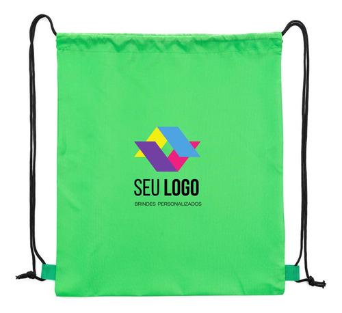 Kit 60 Mochilas Saco Sacochila Poliéster Personalizada Cor Verde Lisa