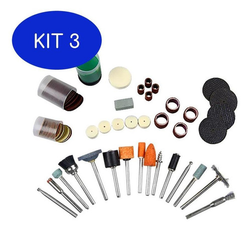 Kit 3 Acessórios Para Micro Retífica Com 105 Peças - Black