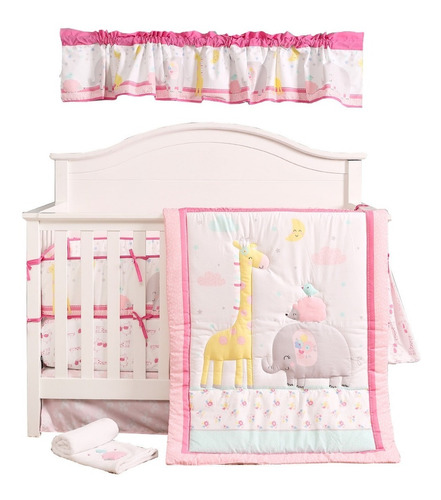 Set Ropa De Cuna 7 Piezas Elefante Rosa - Pellitos