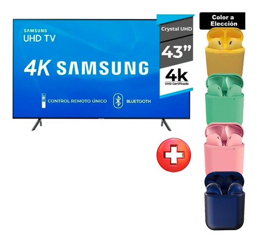 Smart Tv Led Samsung 43 Uhd 4k Gtia Oficial + Auriculares Bd