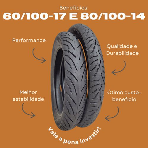 Par Pneu Biz Pop Dream 60/100-17 + 80/100-14 Sem Camara