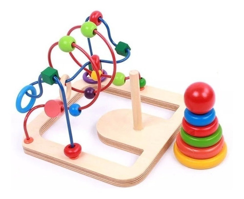 Imagen 4 de 5 de Juego Didáctico Madera Prono Laberinto + Torre De Encastre