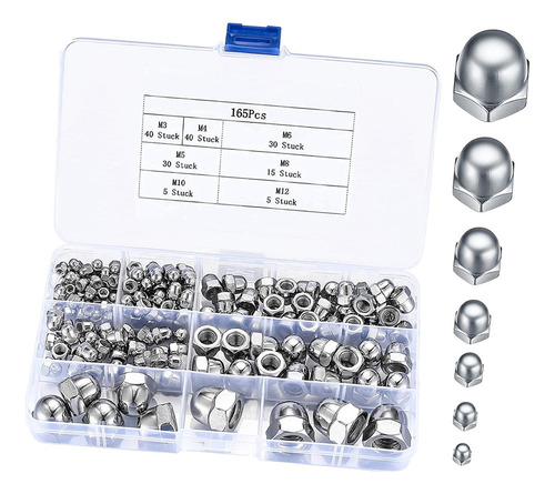 165 Uds M3/m4/m5/m6/m8/m10/m12 Tuercas Hexagonales De