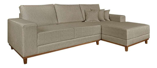 Sofá 4 Lugares Mônaco Com Chaise Direito Linho Bege
