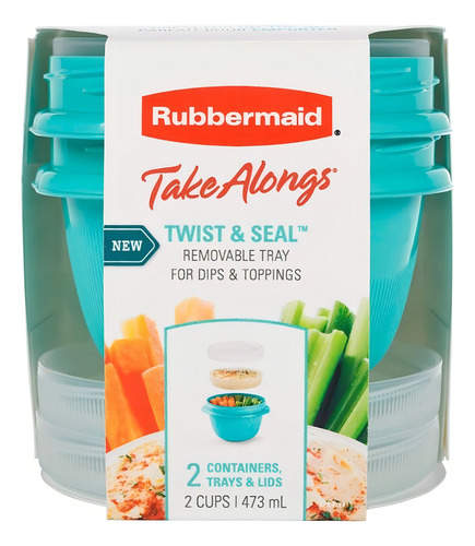 De 2 Recipientes Rubbermaid Con Tapa, 2tz, 473ml Color Azul