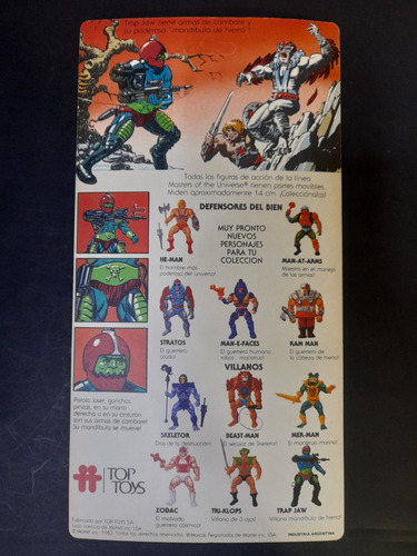 Cartón Muñeco Trapjaw Top Toys Original Colección He-man (Usado)
