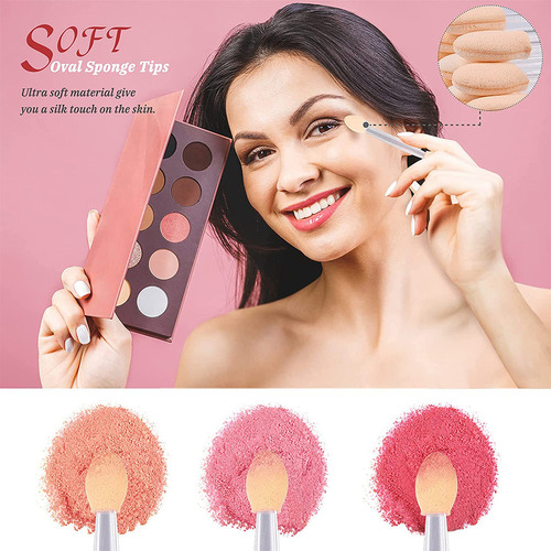 Esponja De Maquillaje, Brocha Bicolor Para Sombra De Ojos, 5