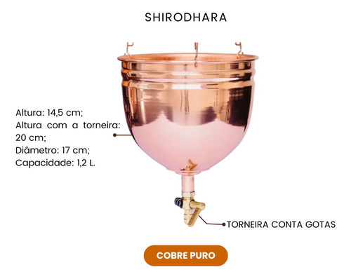 Shirodhara Pote De Cobre Massagem Ayurvédica 1,2l