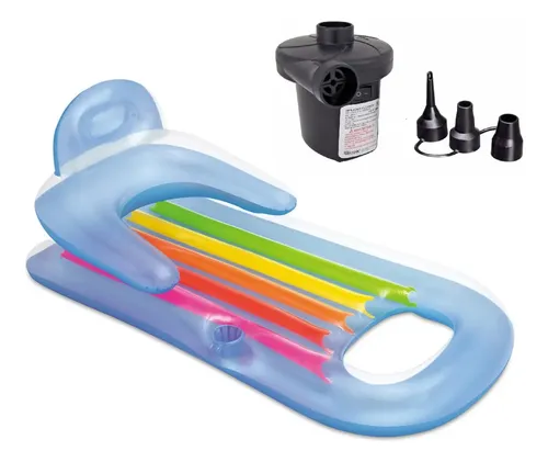 Intex Splash Lounge - Flotteur Piscine Gonflable Taille L, Avec Dossier, Porte-gobelets Et Poignées - Couleur Sarcelle Et Blanc