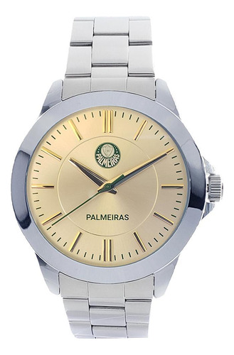 Relógio Masculino Palmeiras Sep-004-3 Casual Aço Prata