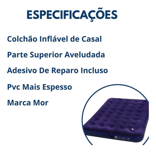 Colchão Casal Mor Multiuso Com Kit De Reparo Pvc Excelente.
